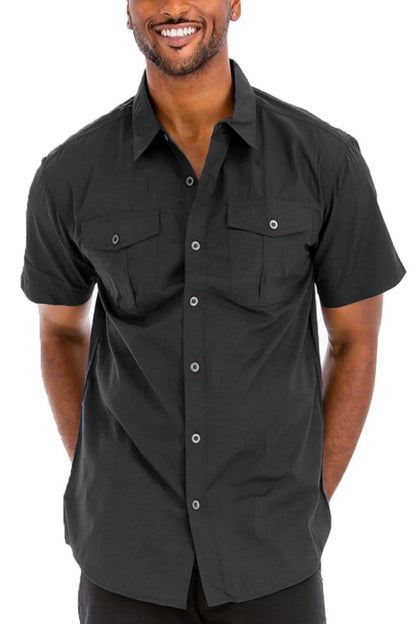 Weiv Two Chest Pocket Button Down Shirt-Teresa&#39;s Fashionista LLC