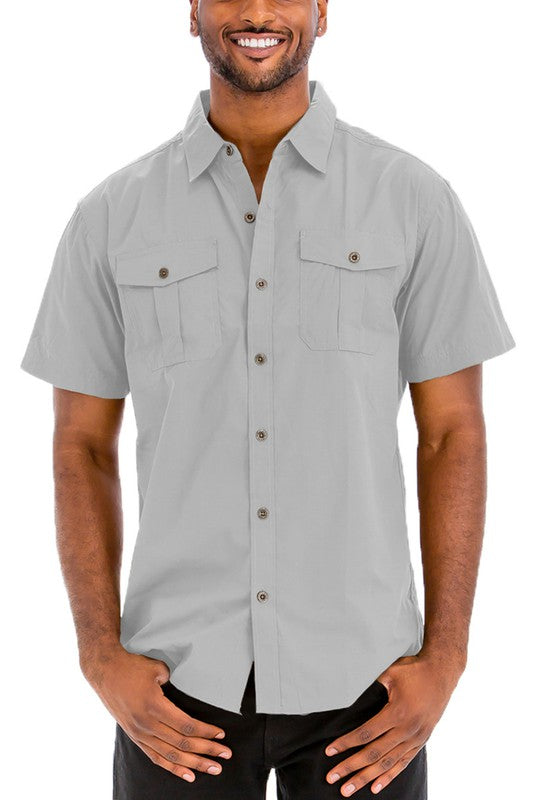 Weiv Two Chest Pocket Button Down Shirt-Teresa&#39;s Fashionista LLC