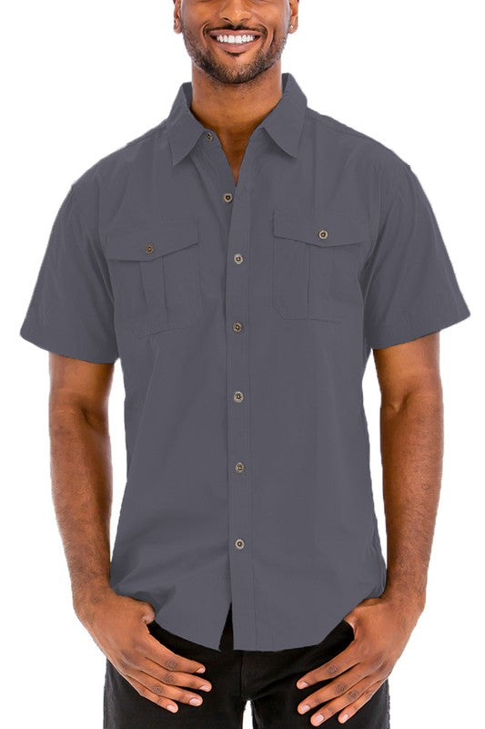 Weiv Two Chest Pocket Button Down Shirt-Teresa&#39;s Fashionista LLC