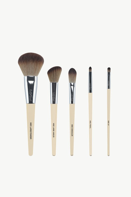 Lafeel Face and Eye Brush Set in Taupe-Teresa&#39;s Fashionista LLC