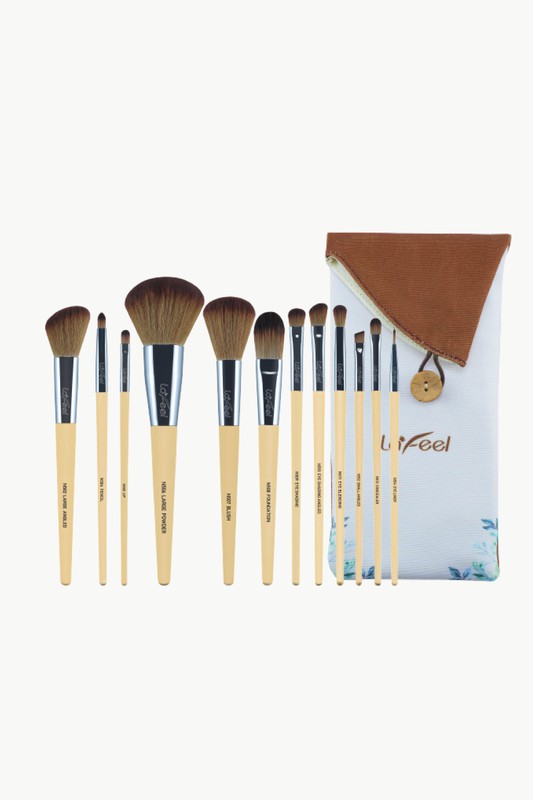 Lafeel Face and Eye Brush Set with Bag - Teresa's Fashionista LLC