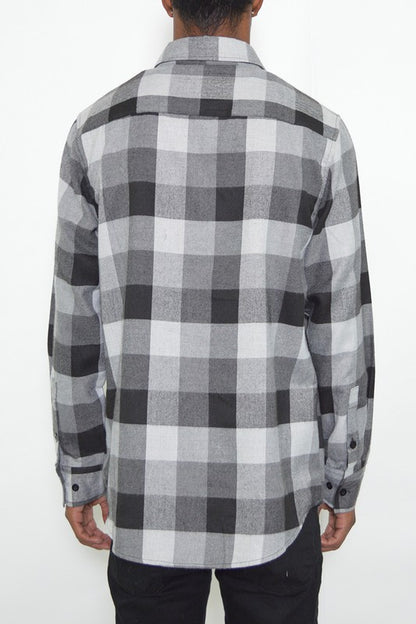 Checkered Long Sleeve Flannel Shirt-Teresa&#39;s Fashionista LLC