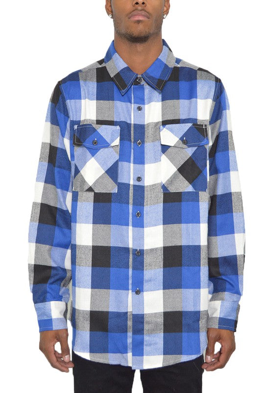 Checkered Long Sleeve Flannel Shirt-Teresa&#39;s Fashionista LLC