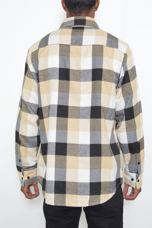 Checkered Long Sleeve Flannel Shirt-Teresa&#39;s Fashionista LLC