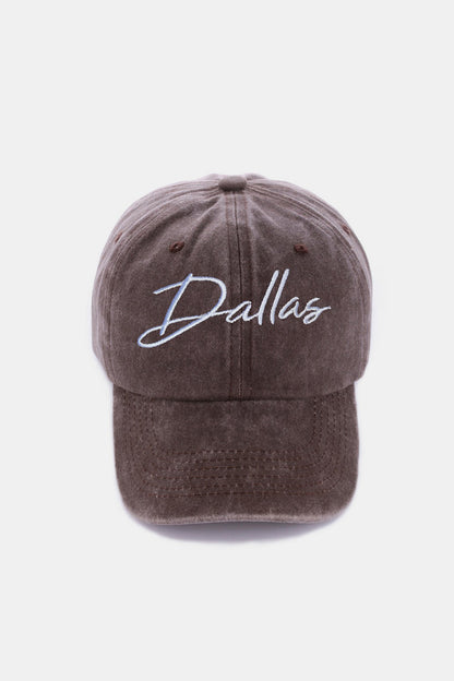 Zenana Washed DALLAS Embroidered Baseball Cap-Teresa&#39;s Fashionista LLC