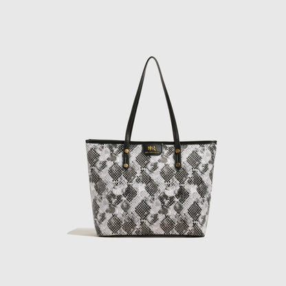 Snakeskin Print PU Leather Tote Bag-Teresa&#39;s Fashionista LLC