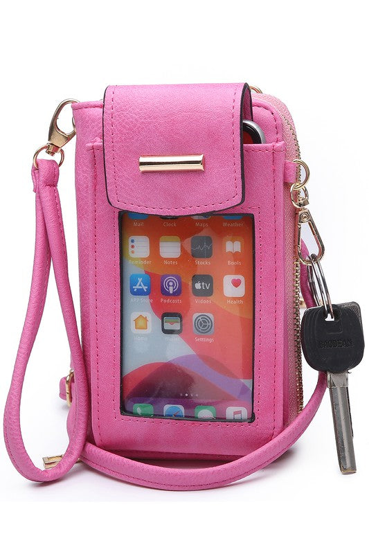 See Thru Window Cell Phone Crossbody Wallet-Teresa&#39;s Fashionista LLC