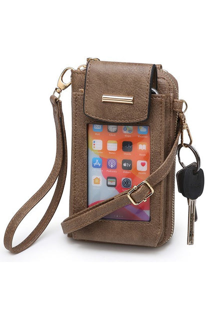 See Thru Window Cell Phone Crossbody Wallet-Teresa&#39;s Fashionista LLC