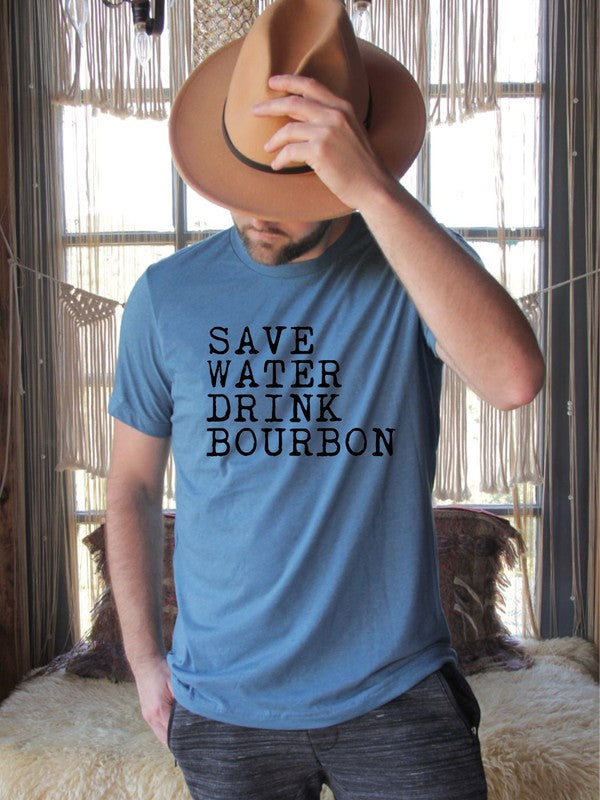 Save Water Drink Bourbon Mens Tee-Teresa&#39;s Fashionista LLC