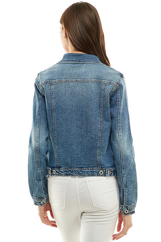 Spandex Ladies Casual Denim Jacket-Teresa&#39;s Fashionista LLC