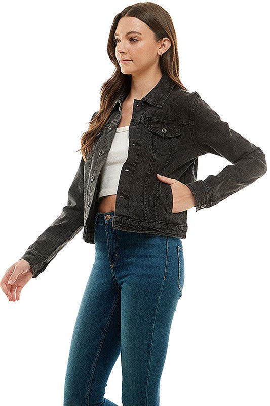 Spandex Ladies Casual Denim Jacket-Teresa&#39;s Fashionista LLC