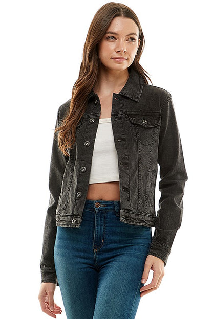 Spandex Ladies Casual Denim Jacket-Teresa&#39;s Fashionista LLC