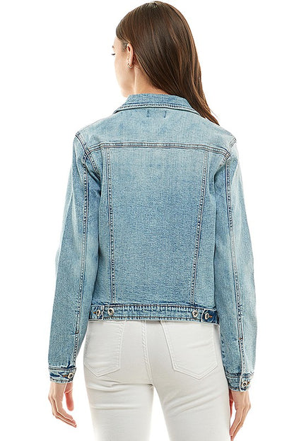 Spandex Ladies Casual Denim Jacket-Teresa&#39;s Fashionista LLC