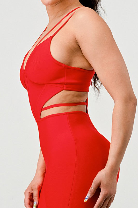 DOUBLE SPAGHETTI STRAP BODYCON JUMPSUIT-Teresa&#39;s Fashionista LLC