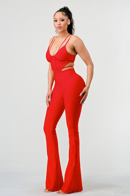 DOUBLE SPAGHETTI STRAP BODYCON JUMPSUIT-Teresa&#39;s Fashionista LLC