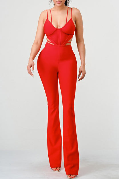 DOUBLE SPAGHETTI STRAP BODYCON JUMPSUIT-Teresa&#39;s Fashionista LLC