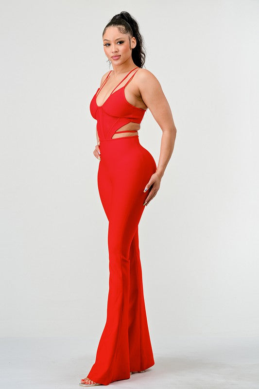 DOUBLE SPAGHETTI STRAP BODYCON JUMPSUIT-Teresa&#39;s Fashionista LLC