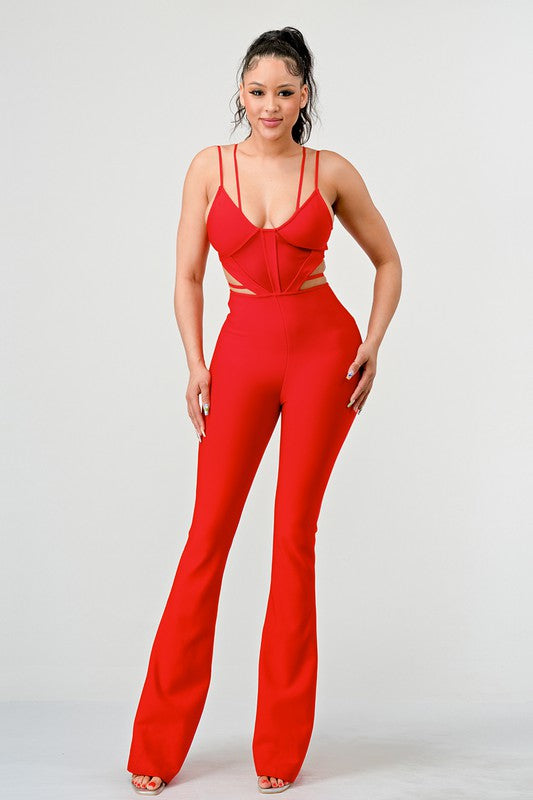 DOUBLE SPAGHETTI STRAP BODYCON JUMPSUIT-Teresa&#39;s Fashionista LLC