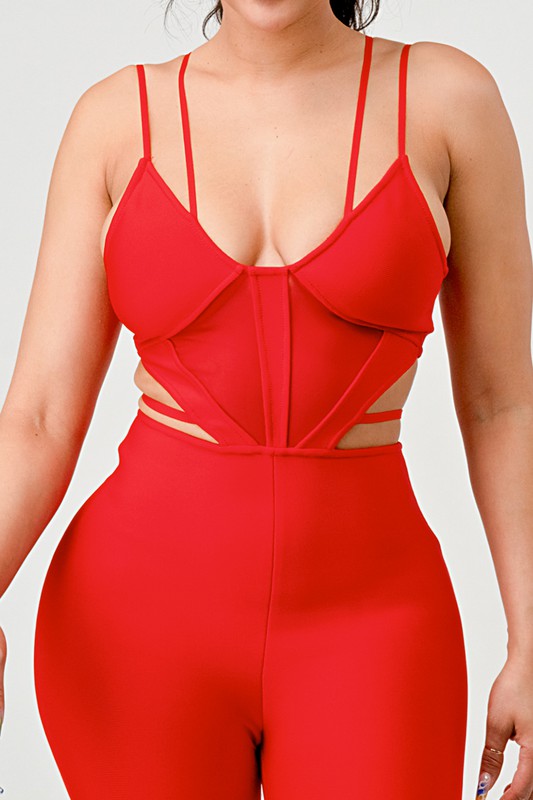 DOUBLE SPAGHETTI STRAP BODYCON JUMPSUIT-Teresa&#39;s Fashionista LLC