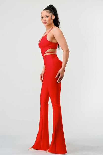 DOUBLE SPAGHETTI STRAP BODYCON JUMPSUIT-Teresa&#39;s Fashionista LLC