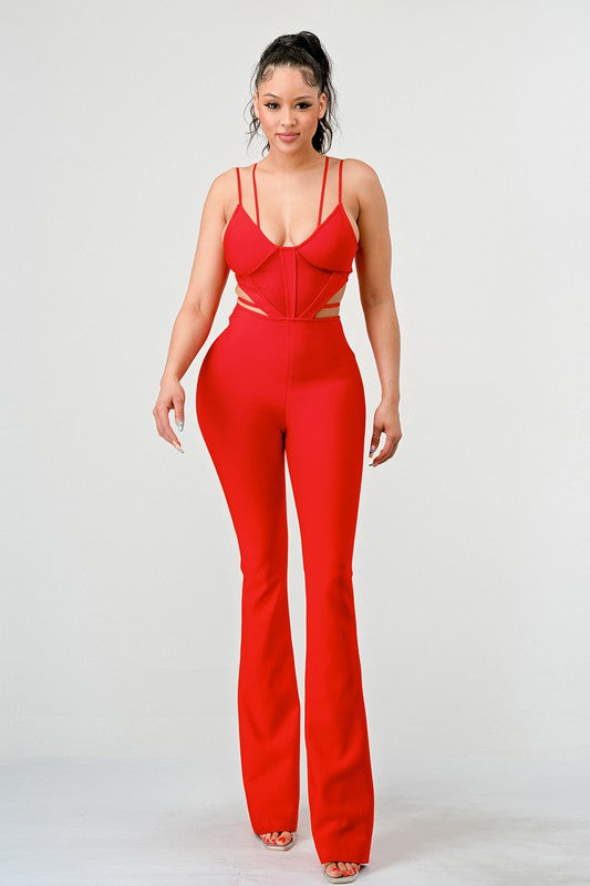 DOUBLE SPAGHETTI STRAP BODYCON JUMPSUIT-Teresa&#39;s Fashionista LLC