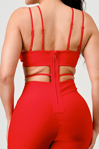 DOUBLE SPAGHETTI STRAP BODYCON JUMPSUIT-Teresa&#39;s Fashionista LLC