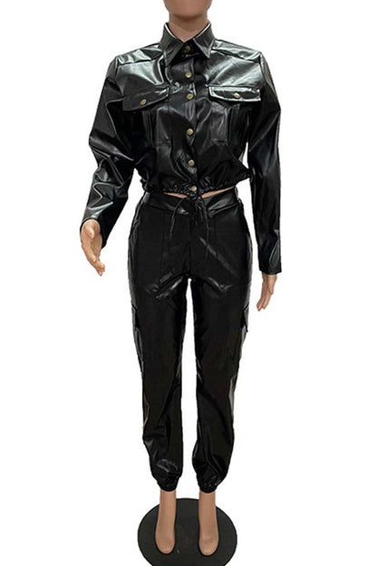 SEXY PU LEATHER 2PC PANTS SET-Teresa&#39;s Fashionista LLC