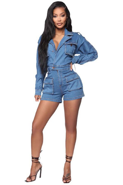 SEXY DENIM ROMPER-Teresa&#39;s Fashionista LLC