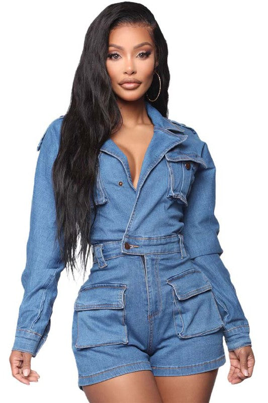 SEXY DENIM ROMPER-Teresa&#39;s Fashionista LLC