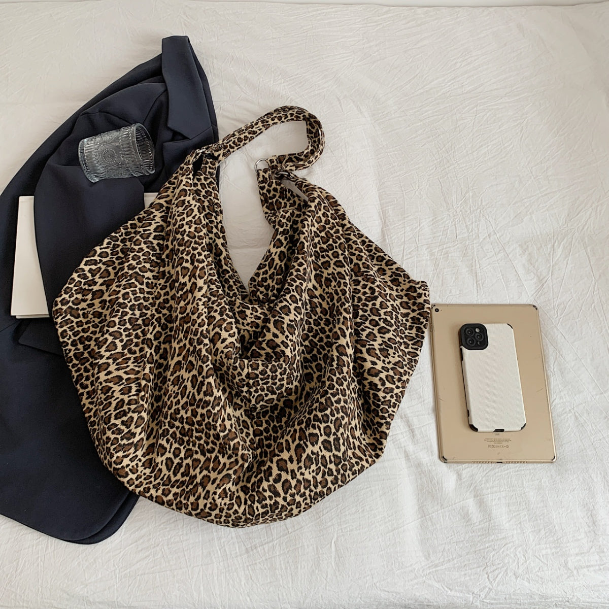 Leopard Polyester Tote Bag-Teresa&#39;s Fashionista LLC