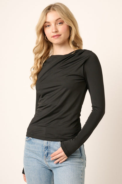 Mittoshop Ruched Long Sleeve Slim Top-Teresa&#39;s Fashionista LLC