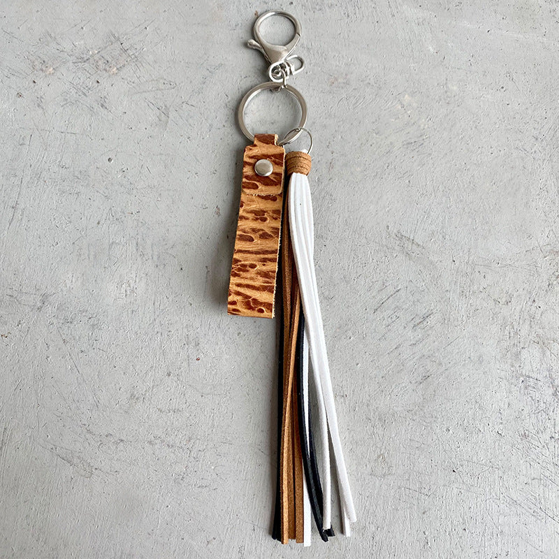 Genuine Leather Tassel Keychain-Teresa&#39;s Fashionista LLC