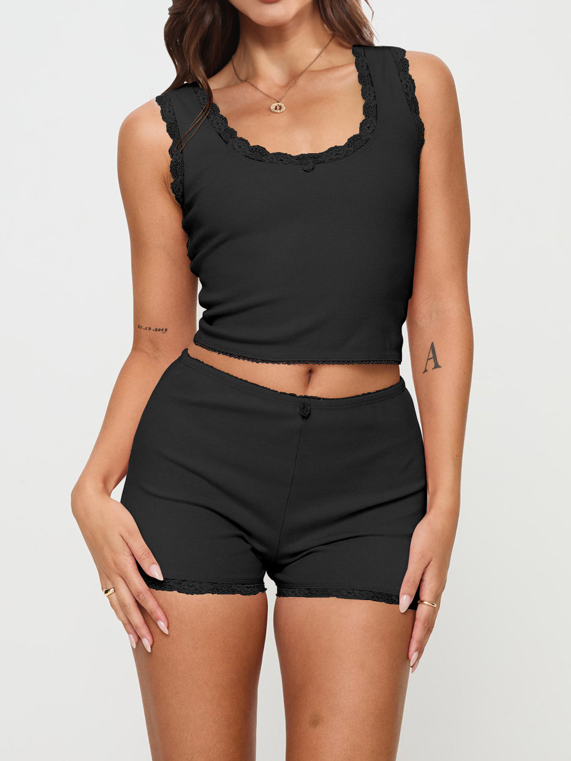 Scoop Neck Wide Strap Top and Shorts Set-Teresa&#39;s Fashionista LLC