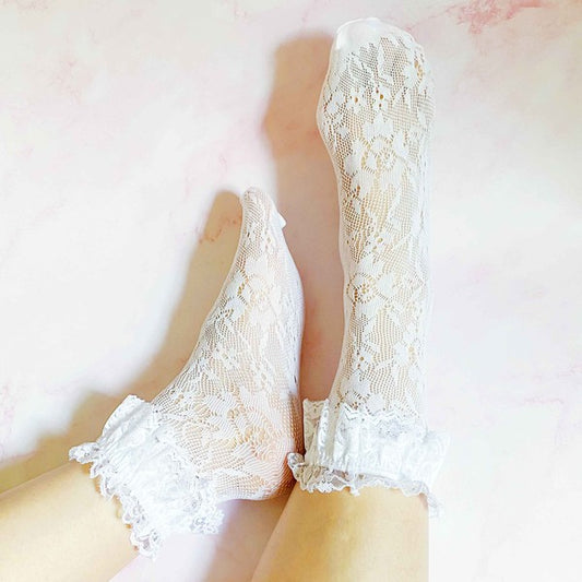 80's Lace Socks Set Of 2 Pairs - Teresa's Fashionista LLC