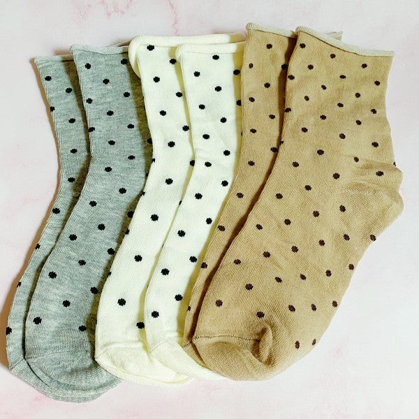 Precious Polka Dot Socks Set Of 3 Pairs-Teresa&#39;s Fashionista LLC