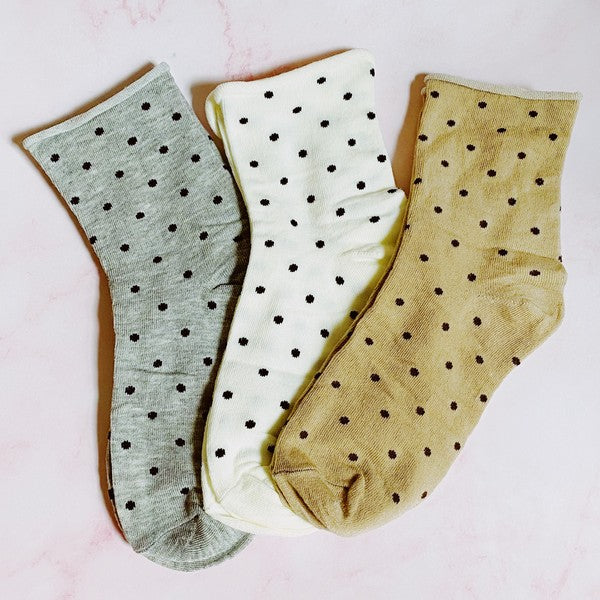 Precious Polka Dot Socks Set Of 3 Pairs-Teresa&#39;s Fashionista LLC