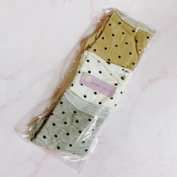 Precious Polka Dot Socks Set Of 3 Pairs-Teresa&#39;s Fashionista LLC