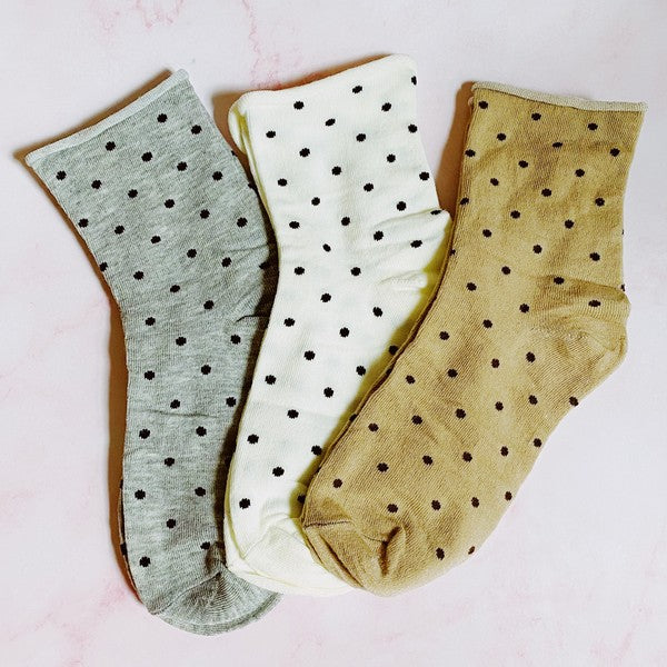 Precious Polka Dot Socks Set Of 3 Pairs-Teresa&#39;s Fashionista LLC