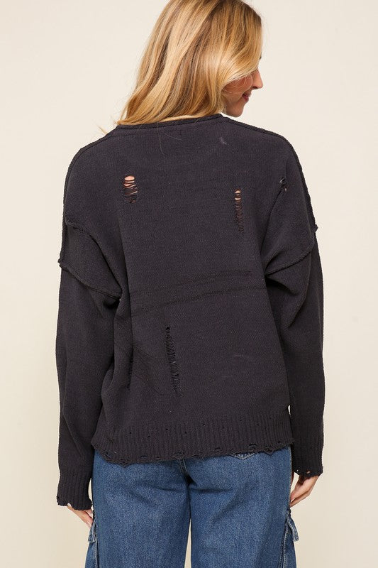 Distressed USA Logo Sweater-Teresa&#39;s Fashionista LLC