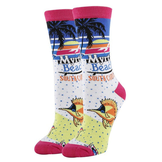 Myrtle Beach - Women's Funny crew socks-Teresa&#39;s Fashionista LLC