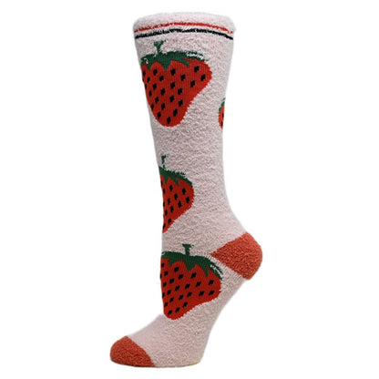 Berry - Women's fuzzy crew socks-Teresa&#39;s Fashionista LLC