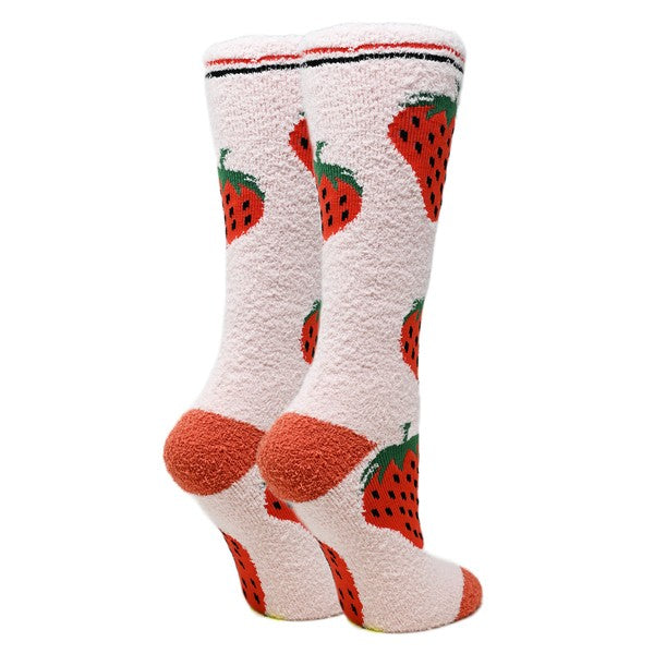 Berry - Women's fuzzy crew socks-Teresa&#39;s Fashionista LLC