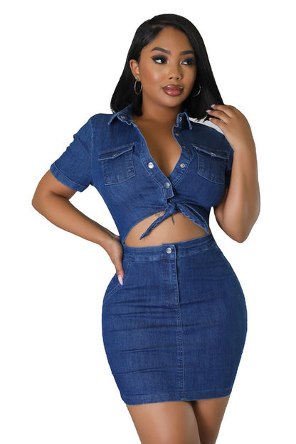 SEXY FASHION DENIM DRESS-Teresa&#39;s Fashionista LLC