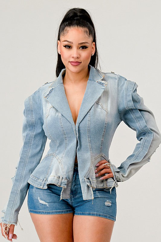 Vintage Denim Jean Jacket-Teresa&#39;s Fashionista LLC