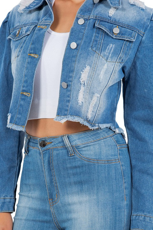 SEXY DENIM JACKET-Teresa&#39;s Fashionista LLC