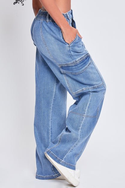 YMI Jeanswear High-Rise Straight Cargo Jeans-Teresa&#39;s Fashionista LLC