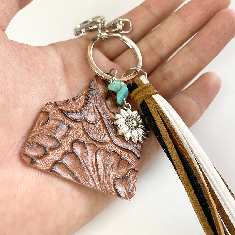 Turquoise Fringe Detail Key Chain-Teresa&#39;s Fashionista LLC