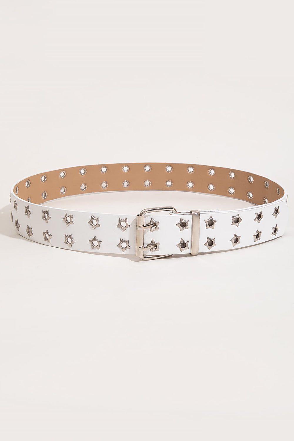 Double Row Star Grommet PU Leather Belt-Teresa&#39;s Fashionista LLC