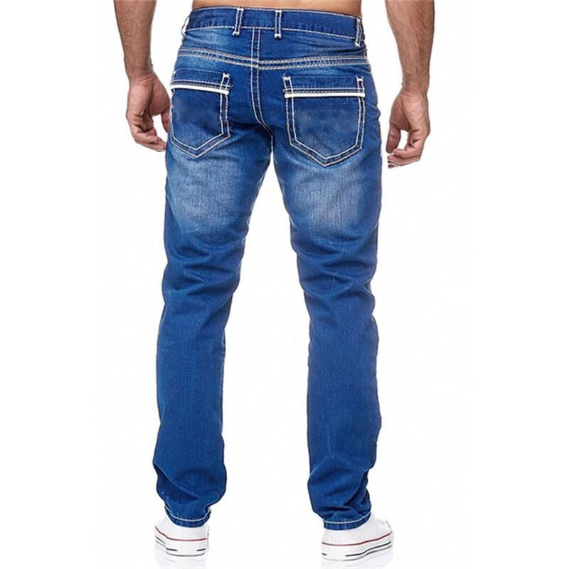 Men Jeans With Pockets Straight Pants Business Casual Daily Streetwear Trousers Men's Clothing-Teresa&#39;s Fashionista LLC