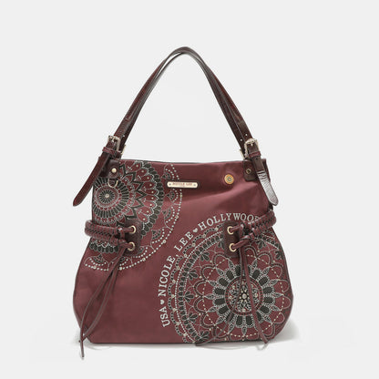 Nicole Lee USA Side Braided Tassel Inlaid Rhinestone Embroidery Hobo Bag-Teresa&#39;s Fashionista LLC